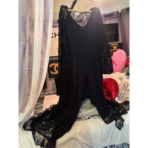 Avenue city chic fallen angel black boho vampy maxi dress 18/M 2xl xxl - Picture 6 of 12